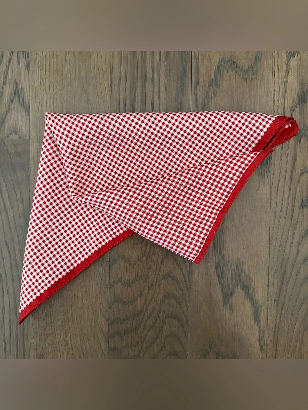 Vintage Gingham Check Print Silk Small Square Scarf in Red and White 14